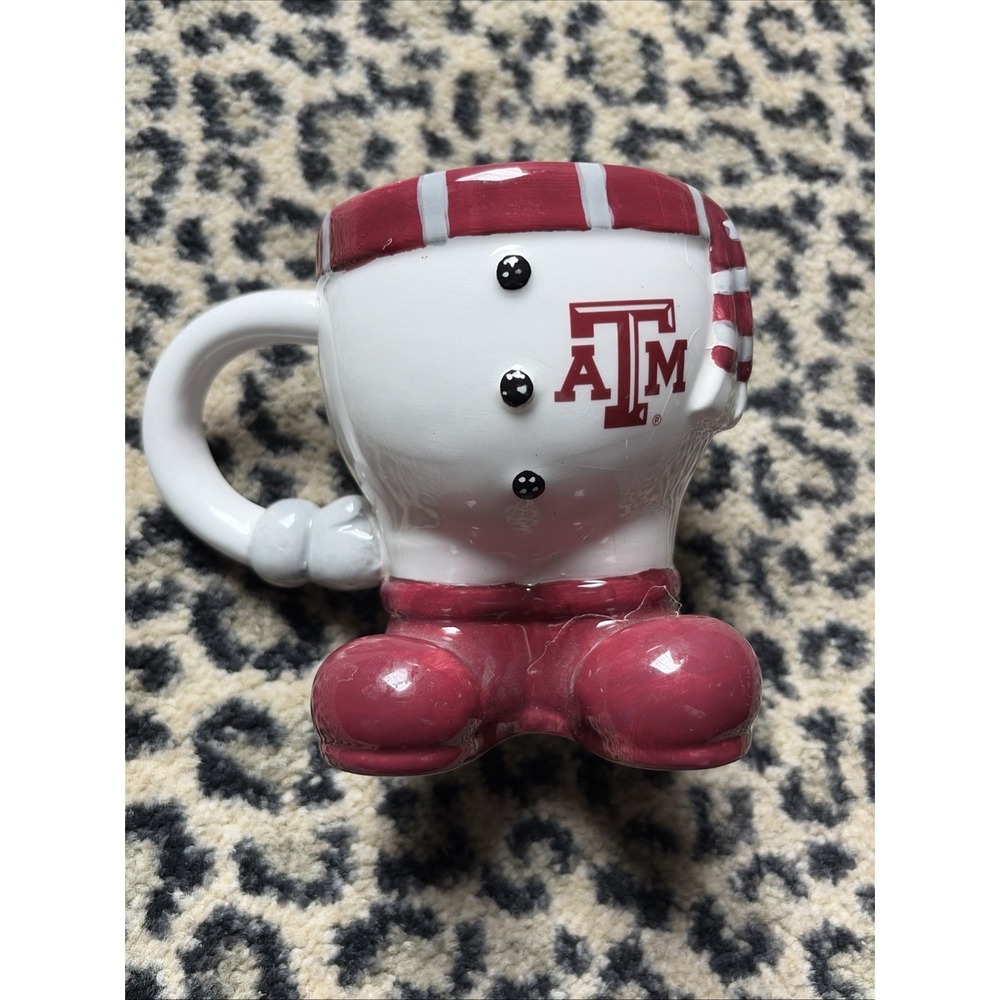 Texas A&M Aggies figural Snowman Body ceramic coffee mug Cup READ